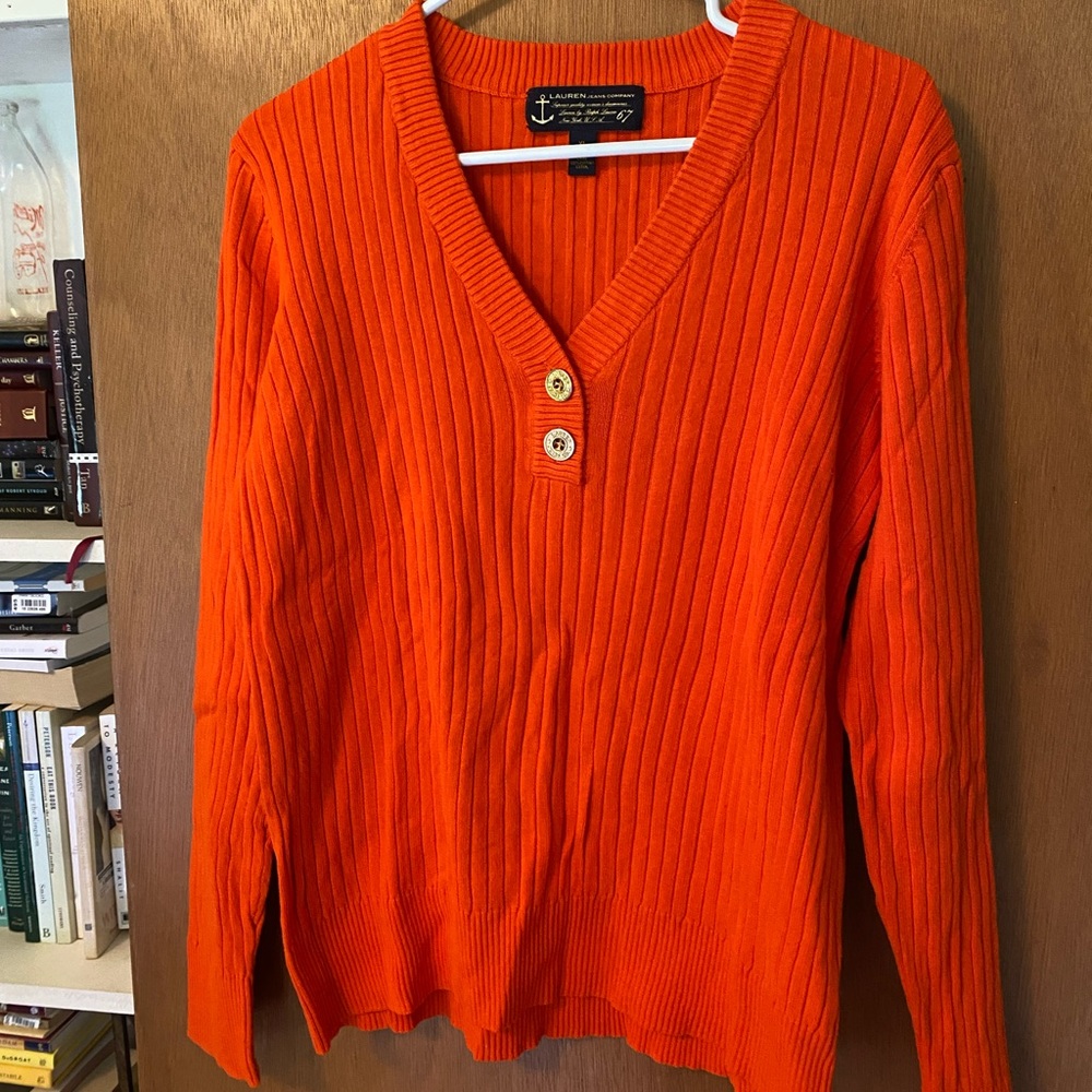 Orange, Lauren Jeans knit sweater, XL